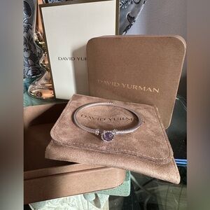 David Yurman Silver Bracelet with Amethyst Accent